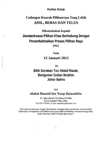 1. Abdul Hamid Yeop Zainuddin - Parlimen Malaysia