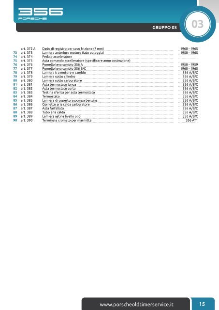C A T A L O G O parti di ricambio - Porsche OldTimer Service