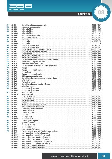 C A T A L O G O parti di ricambio - Porsche OldTimer Service