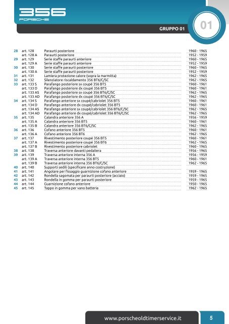 C A T A L O G O parti di ricambio - Porsche OldTimer Service