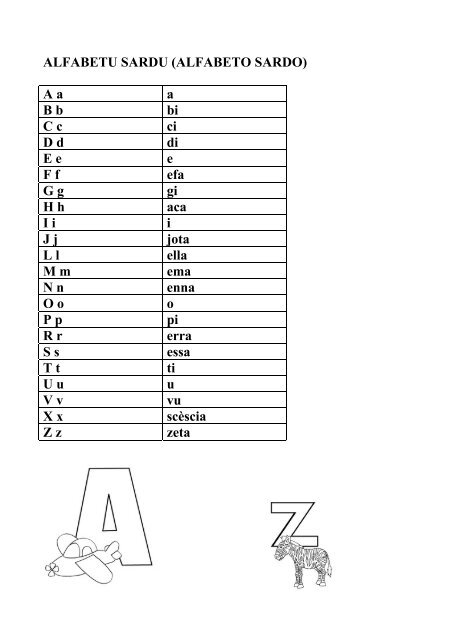 ALFABETU SARDU (ALFABETO SARDO) A a a ... - Sa Bertula Antiga