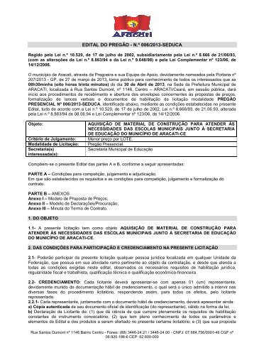 Pregão Presencial nº 006-2013-SEDUCA - TCM-CE