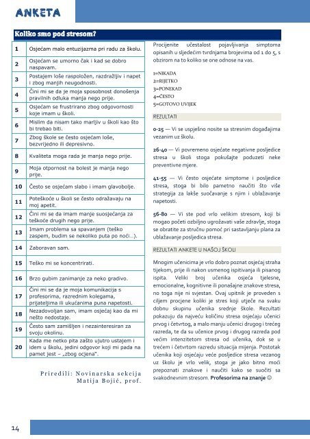Zašto ne idem u srednju školu