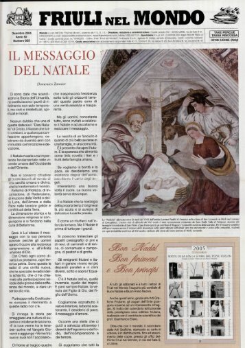 IL MESSAGGIO DEL NATALE - Ente Friuli nel Mondo