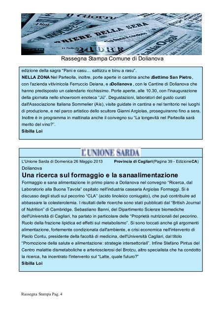 articoli dal 22 al 28 maggio 2013 - Comune di Dolianova