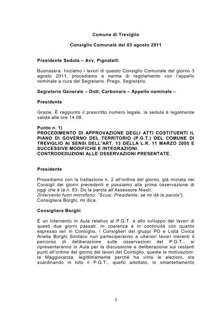 Verbale Cc 3 Agosto Comune Di Treviglio