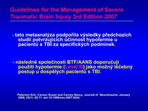 Hypotermie u TBI – up to date 2011 - Česká společnost ...