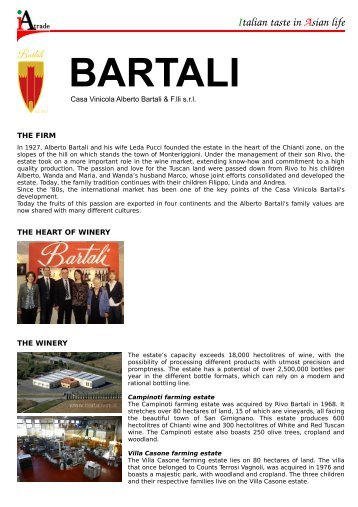 Italian taste in Asian life BARTALI - IA trade srl