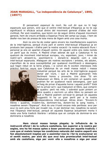 JOAN MARAGALL, "La independència de Catalunya", 1895 ... - IOC