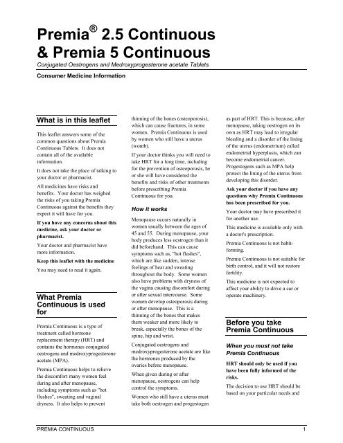 Premia 2 5 Continuous Premia 5 Continuous Medsafe