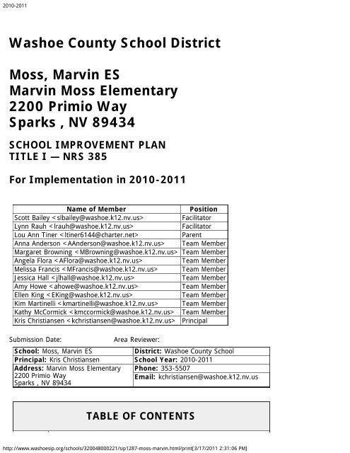 Part I - Washoe County School District