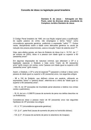 Conceito de idoso na legislação penal brasileira