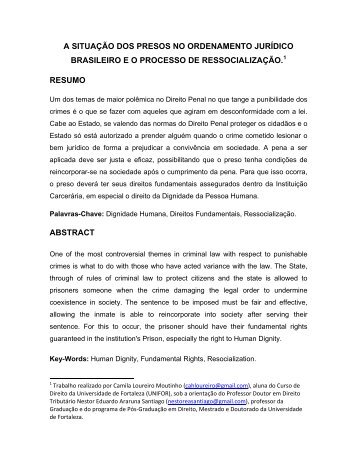 a situação dos presos no ordenamento jurídico brasileiro eo - FA7