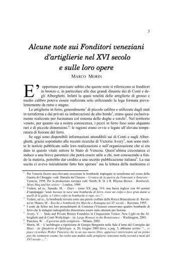 Alcune note sui Fonditori veneziani d'artiglierie nel XVI ... - Arsang.org