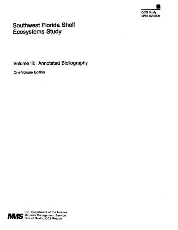 Southwest Florida Shelf Ecosystems Study Volume III ... - Data Center