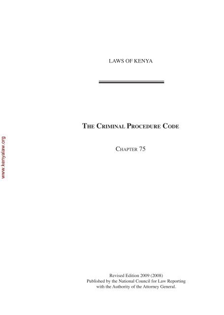 The Criminal Procedure Code - Kenya Law Reports