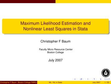 Maximum Likelihood Estimation and Nonlinear Least Squares in Stata