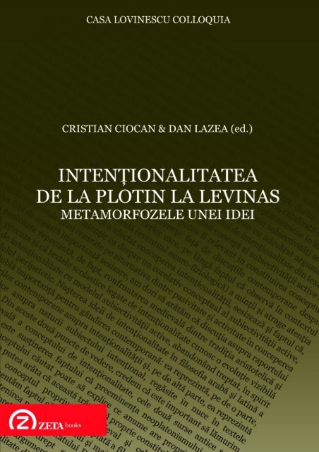 Intentionalitatea de la Plotin la Levinas - ZETA Books