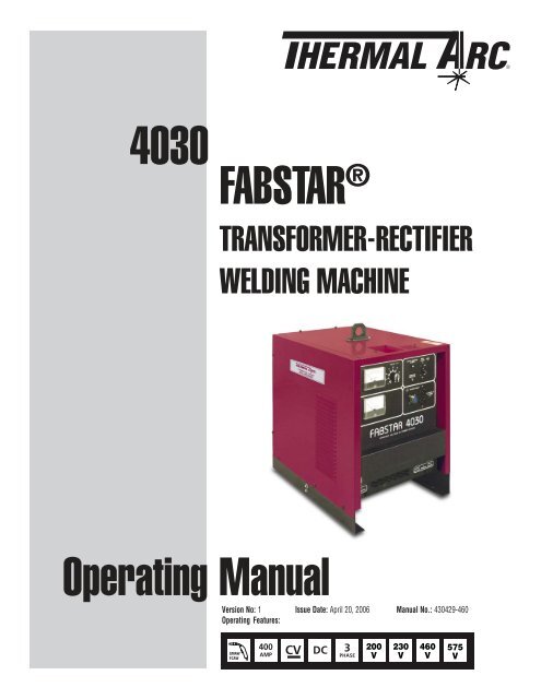 FABSTAR® 4030 Operating Manual - Victor Technologies