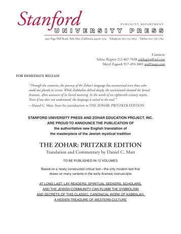 THE ZOHAR: PRITZKER EDITION - Stanford University Press