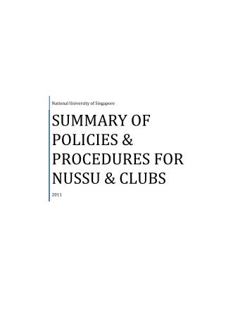 Financial policies & procedures for nussu & clubs - nus