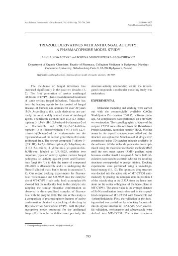 TRIAZOLE DERIVATIVES WITH ANTIFUNGAL ACTIVITY: A ...