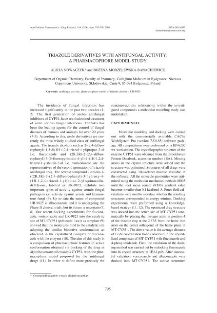 TRIAZOLE DERIVATIVES WITH ANTIFUNGAL ACTIVITY: A ...