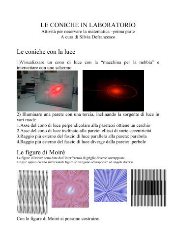 LE CONICHE IN LABORATORIO Le coniche con la luce Le figure di ...