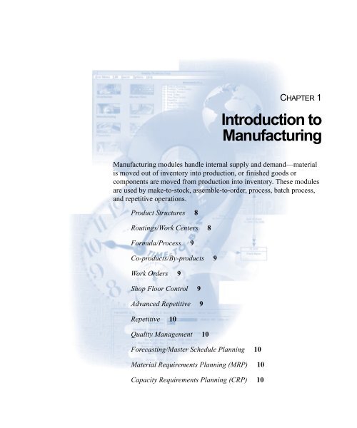 MFG/PRO 9.0 User Guide Volume 3: Manufacturing - QAD.com