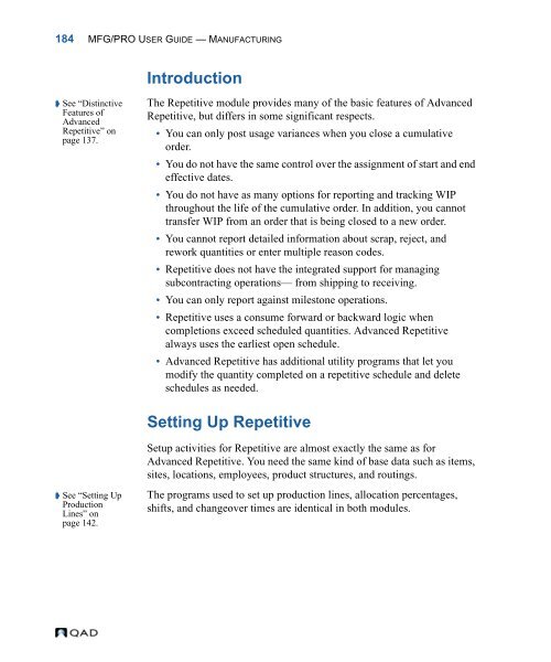 MFG/PRO 9.0 User Guide Volume 3: Manufacturing - QAD.com