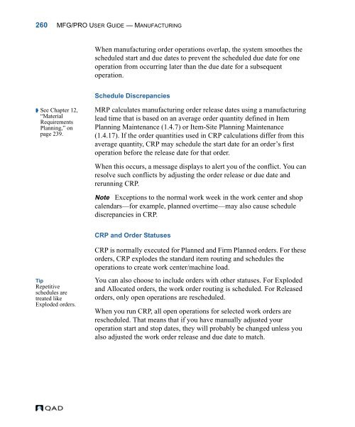 MFG/PRO 9.0 User Guide Volume 3: Manufacturing - QAD.com