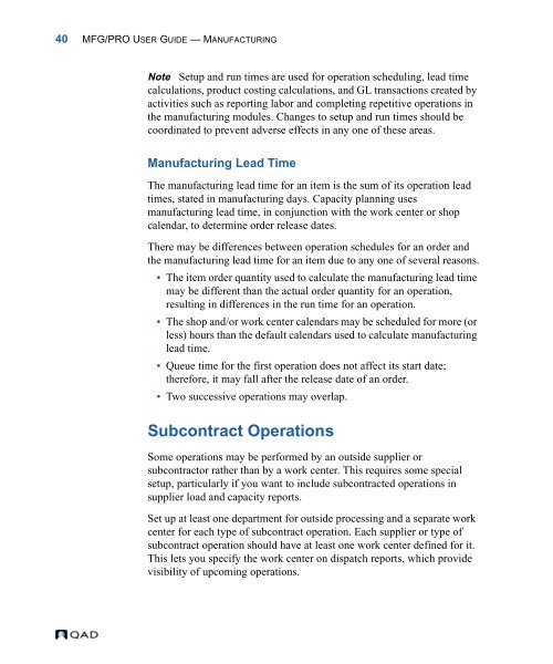 MFG/PRO 9.0 User Guide Volume 3: Manufacturing - QAD.com