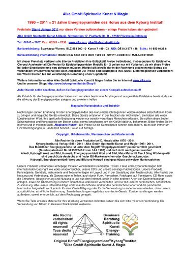 Artikelliste Kunden 1-2011_m_ausl_Titel - Alke GmbH Spirituelle ...