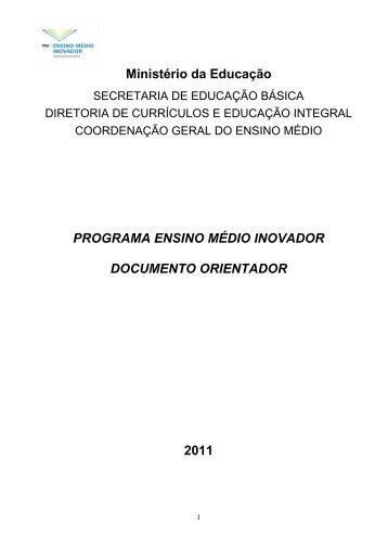 documento orientador - Ministério da Educação