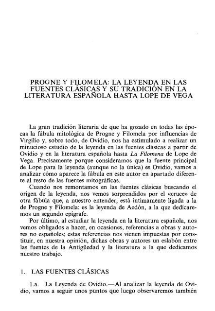 PROGNE Y FILOMELA: LA LEYENDA EN LAS ... - InterClassica