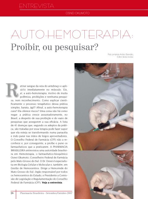 AUTO-HEMOTERAPIA - Conselho Federal de Farmácia