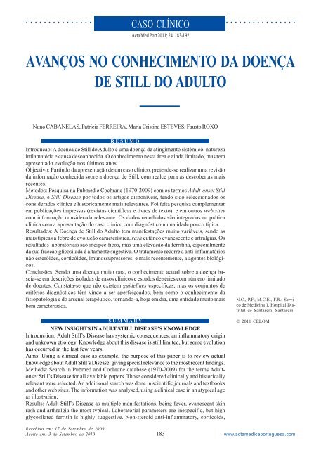 avanços no conhecimento da doença de still do adulto