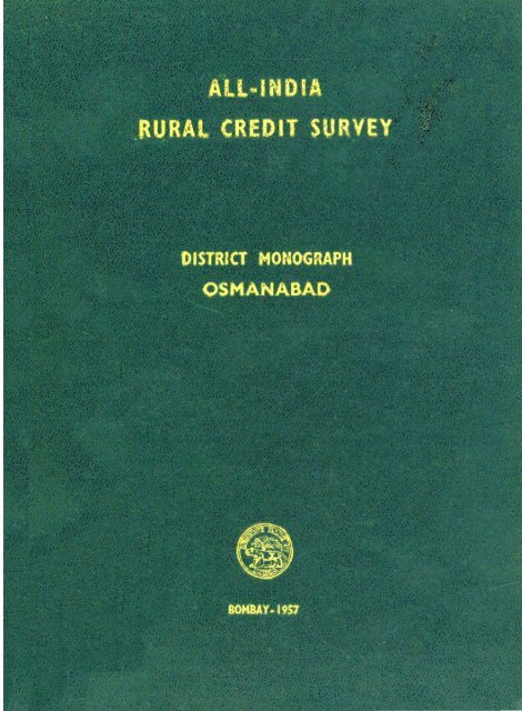 All-India rural credit survey: District monograph, Osmanabad