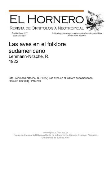 Lehmann-Nitsche, R.. - Biblioteca Digital FCEN UBA - Universidad ...