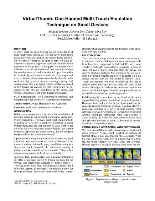 One-Handed Multi-Touch Emulation Technique on Small ... - ACM