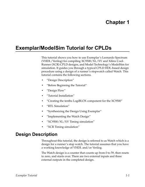 Xilinx Exemplar/ModelSim Tutorial for CPLDs