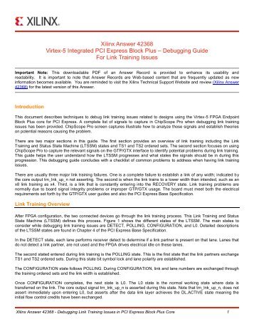 Debugging Guide for Link Training Issues - Xilinx