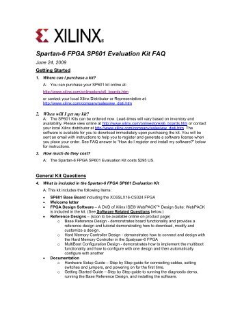 Spartan-6 FPGA SP601 Evaluation Kit FAQ - Xilinx