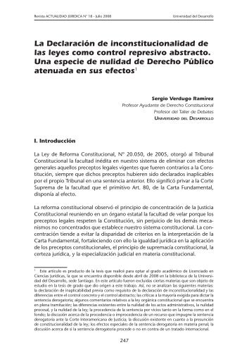 La Declaración de inconstitucionalidad de las leyes como control ...