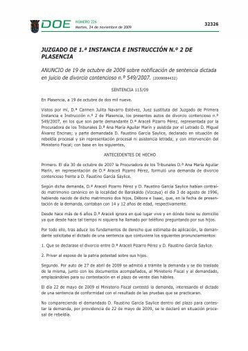 JUZGADO DE 1.ª INSTANCIA E INSTRUCCIÓN N.º 2 DE PLASENCIA
