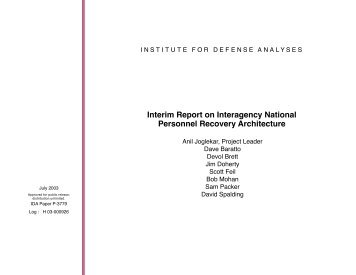 Interim Report on Interagency National Personnel Recovery ...