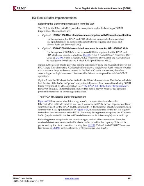 Xilinx UG194 Virtex-5 FPGA Embedded Tri-Mode Ethernet MAC ...