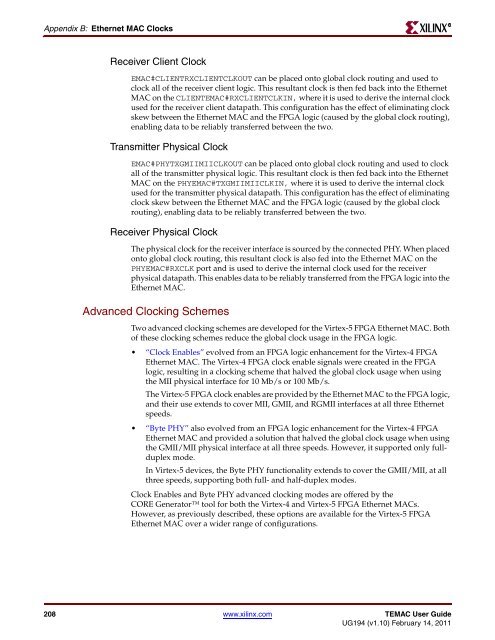 Xilinx UG194 Virtex-5 FPGA Embedded Tri-Mode Ethernet MAC ...