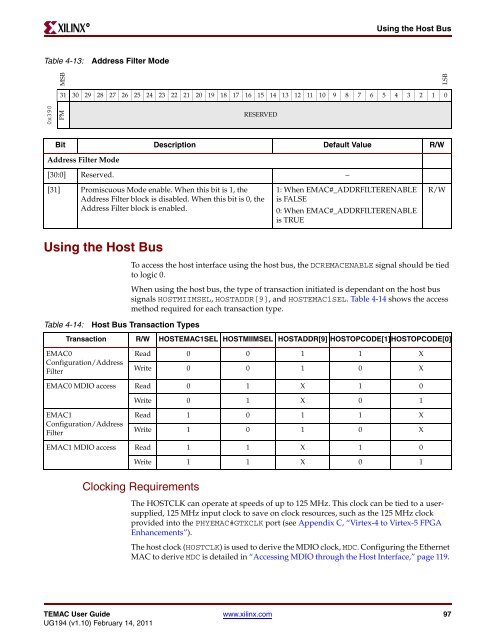 Xilinx UG194 Virtex-5 FPGA Embedded Tri-Mode Ethernet MAC ...