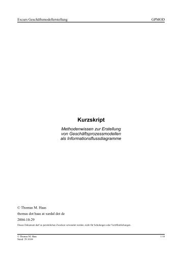 Geschäftsmodellerstellung - Kurzskript - Xardal